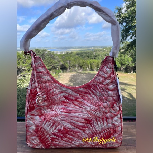 NWT Brahmin SET Tabitha  Shoulder Bag and Jane Wallet in PINK FLAMINGO Melbourne - Picture 5 of 15